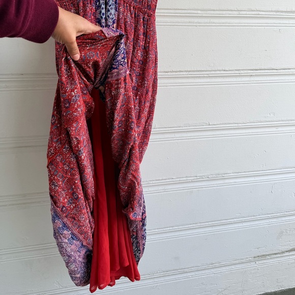 Lucky Brand Boho Floral Maxi Dress Size XS Mixed Print Casual with Pockets - Picture 9 of 17